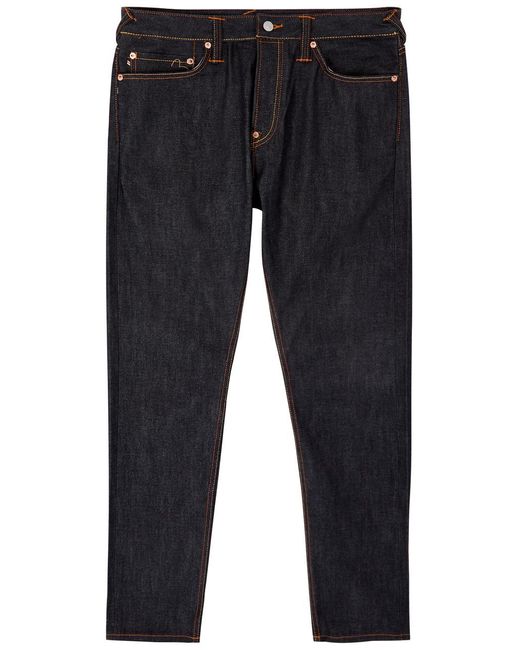 Evisu Blue Kamon Daicock Printed Slim-Leg Jeans for men
