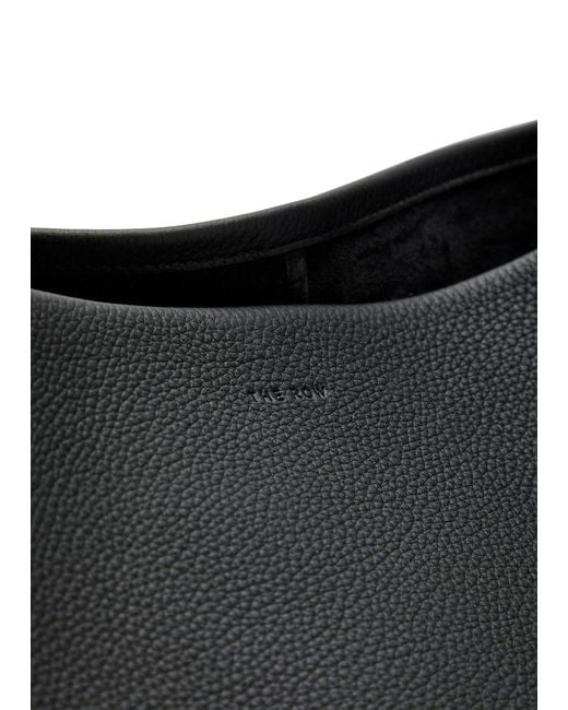 The Row Black Park Large Grained Leather Tote