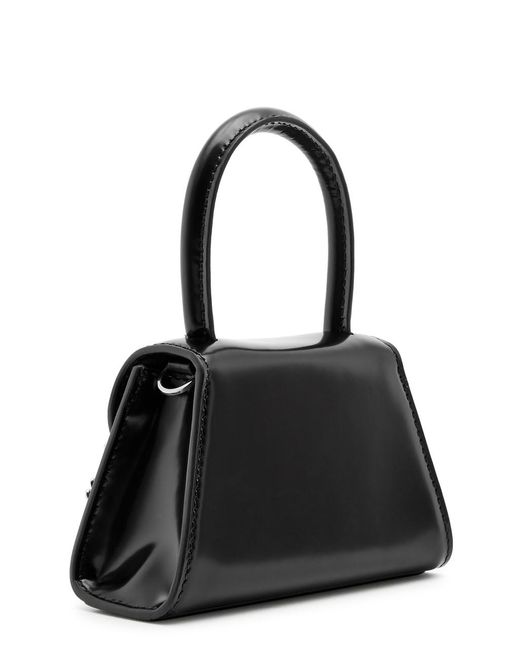 Self-Portrait Black Bow Micro Glossed Leather Top Handle Bag
