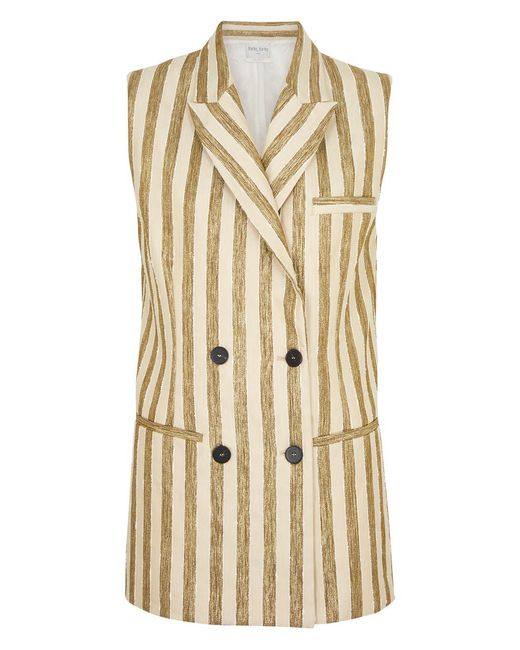 Forte Forte Natural Striped Lamé Woven Sleeveless Jacket