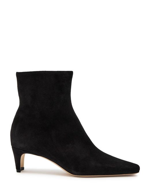 Staud Black Wally Suede Ankle Boots