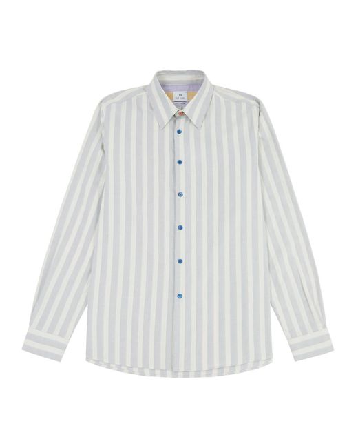 PS by Paul Smith White Striped Cotton-Blend Shirt for men