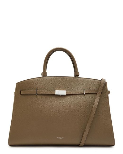 DeMellier London Brown The Hudson Grained Leather Top Handle Bag