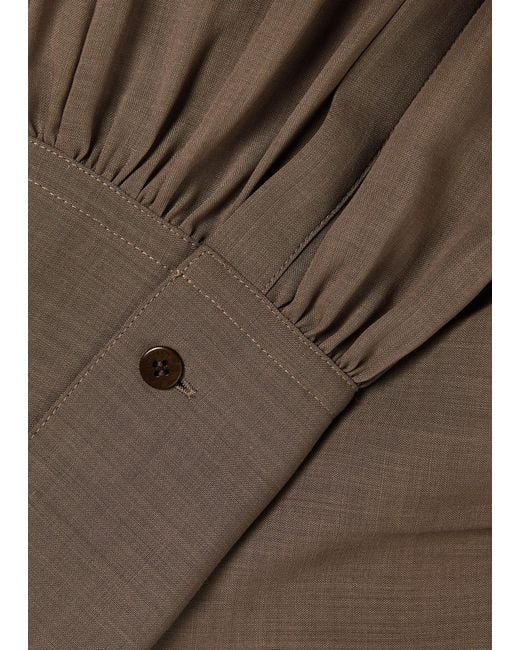 Joseph Brown Anais Cropped Wool-Blend Shirt