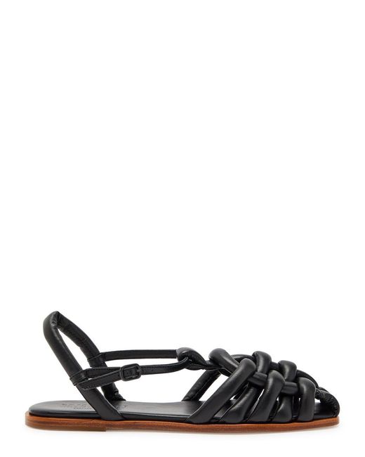 Hereu Black Cabersa Quilted Leather Sandals