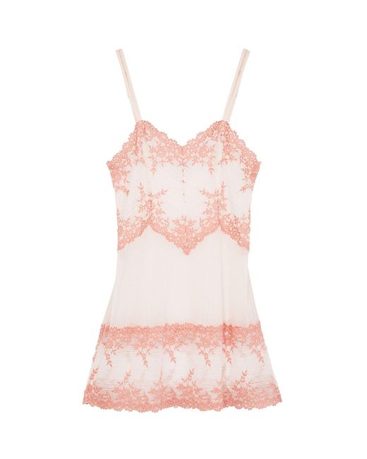 Wacoal Pink Embrace Lace Embroidered Tulle Chemise