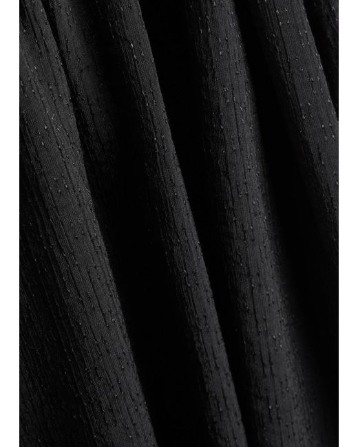 PAIGE Black Sebestian Shirred Woven Midi Dress