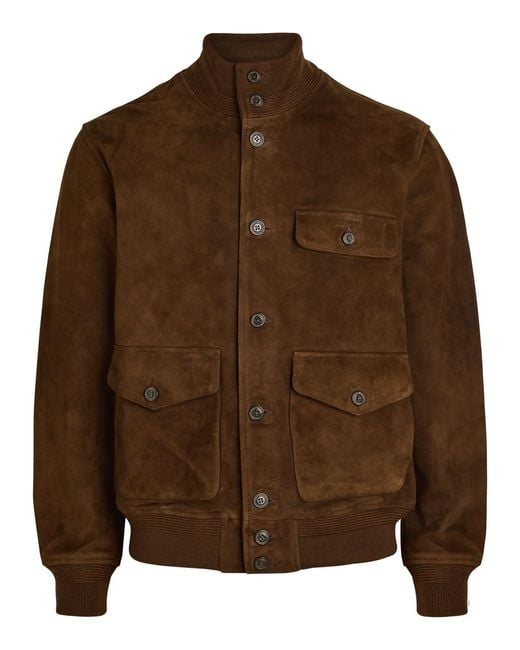 POLO Ralph Lauren suede jacket レザージャケット Polo Ralph Lauren Suede Lamb Leather Jacket in Brown for Men | Lyst