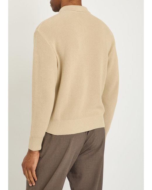 Lardini Natural Ribbed Knit Cotton Polo Shirt for men