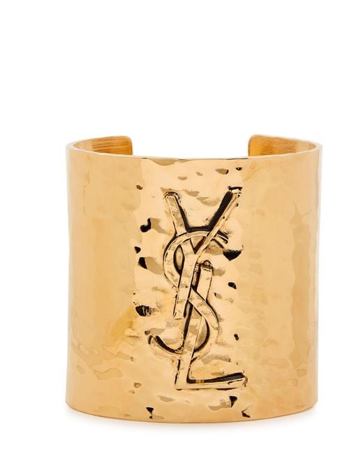 Saint Laurent Natural Logo Hammered Cuff