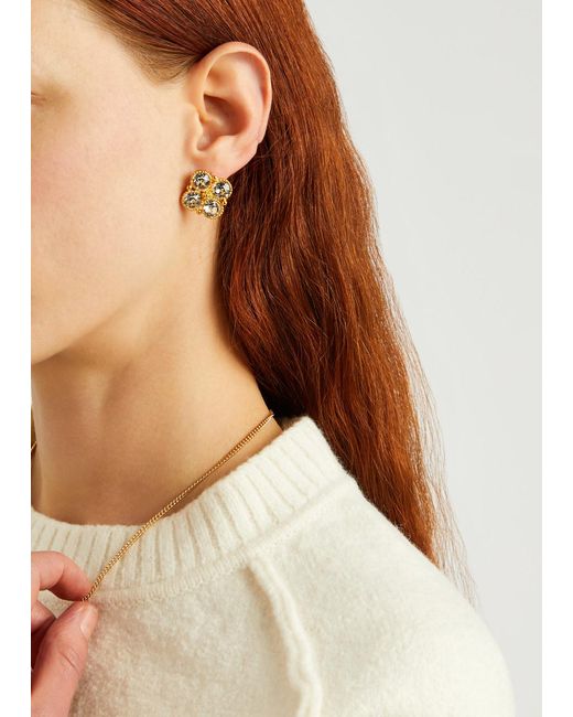 Kenneth Jay Lane White Crystal-embellished Stud Earrings
