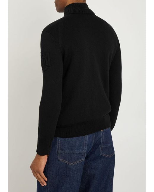 Moncler Black Quilted Cotton And Shell Jacket for men