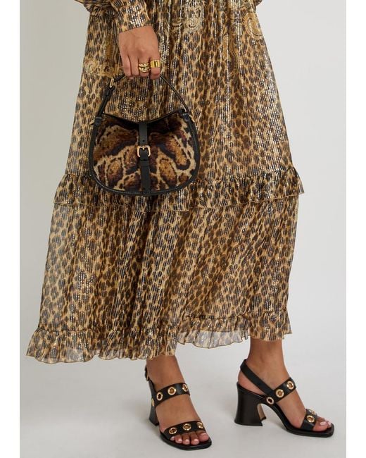 Etro Brown Leopard Velvet And Leather Cross-Body Bag