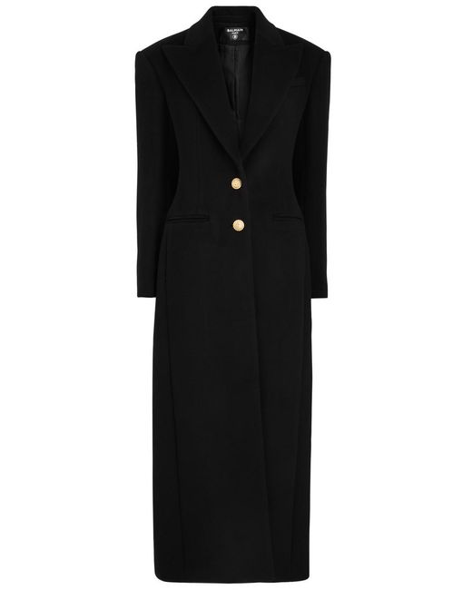 Balmain Black Wool And Cashmere-Blend Coat