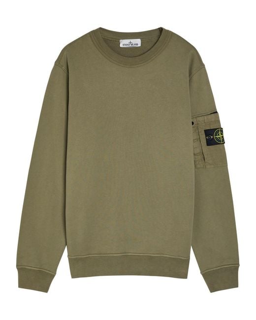 Stone Island Green Logo Cotton Sweatshirt for men