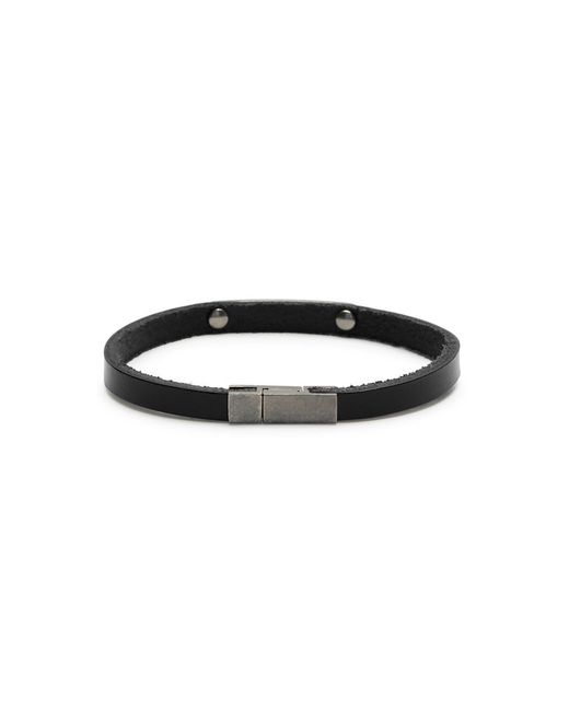 Saint Laurent Black Logo Leather Bracelet for men