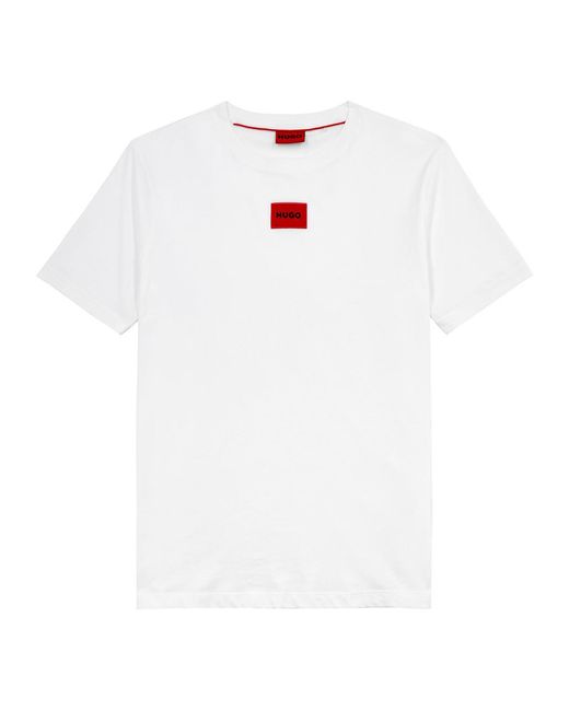 HUGO White Logo Cotton T-shirt for men