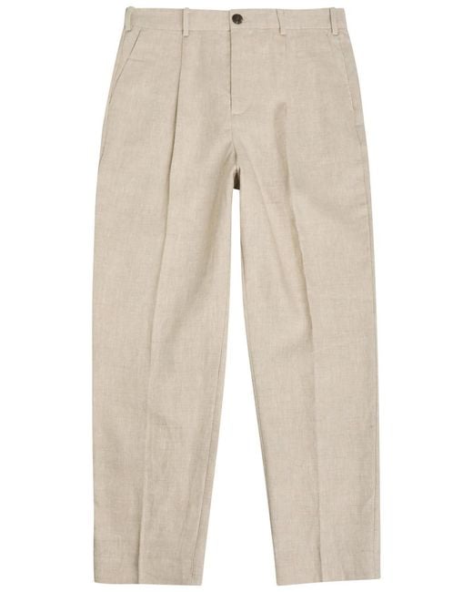 Wax London Natural Aubyn Tapered-Leg Linen Trousers for men