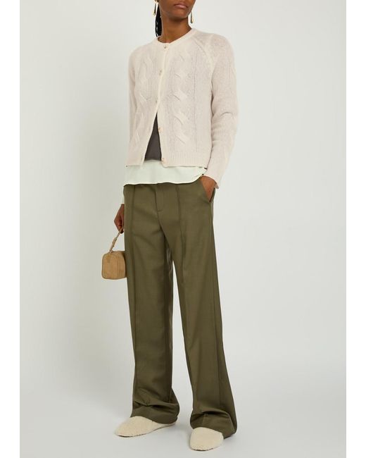 Lisa Yang Natural Gwyneth Cable-Knit Cashmere And Silk-Blend Cardigan