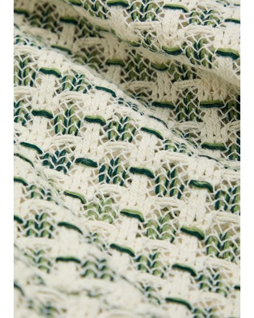 Percival Green Checked Textured-Knit Cotton-Blend Shirt for men