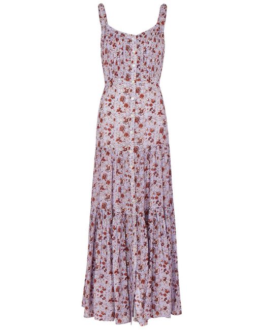 Veronica Beard Purple Windansea Floral-print Maxi Dress