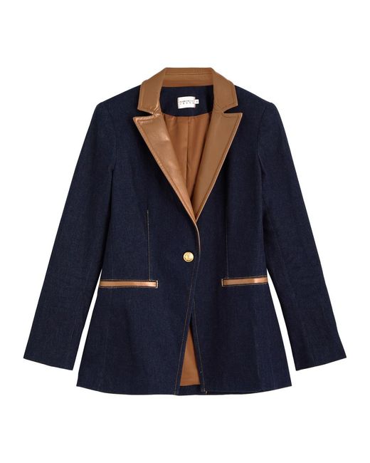 Alice + Olivia Blue Breanne Panelled Stretch- Blazer