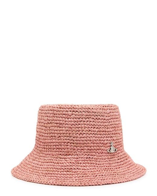 Vivienne Westwood Red Orb Raffia Bucket Hat