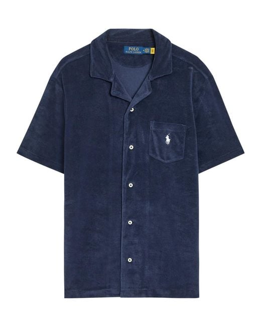 Polo Ralph Lauren Blue Logo-Embroidered Terry Shirt for men