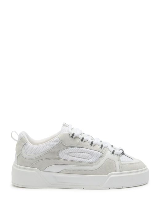 Cleens White Essential Skate Evo Panelled Mesh Sneakers for men