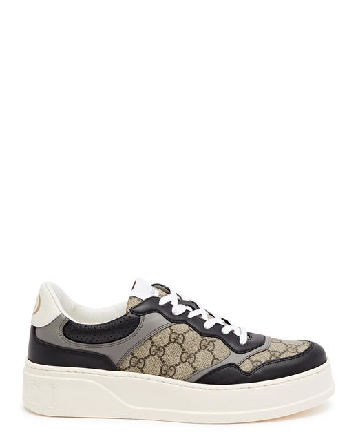 Gucci White Chunky B Monogrammed Canvas And Leather Sneakers for men