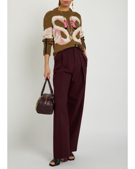 Chloé Multicolor Flamingo And Logo-Intarsia Wool Jumper