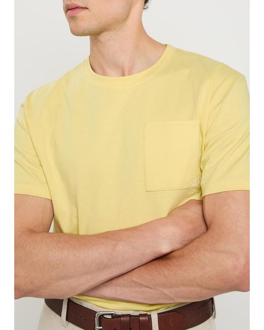 Loewe Yellow Logo-Embroidered Cotton T-Shirt for men