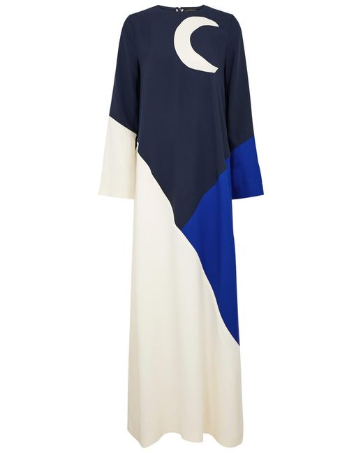 ‎Taller Marmo Blue Nubian Colour-blocked Maxi Dress