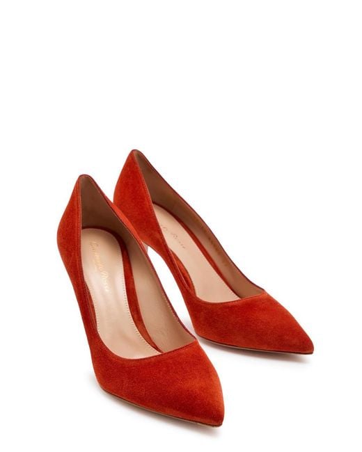 Gianvito Rossi Red Gianvito 85 Suede Pumps