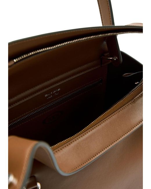 Tod's Brown Wav Monospalla Piccola Leather Tote Bag