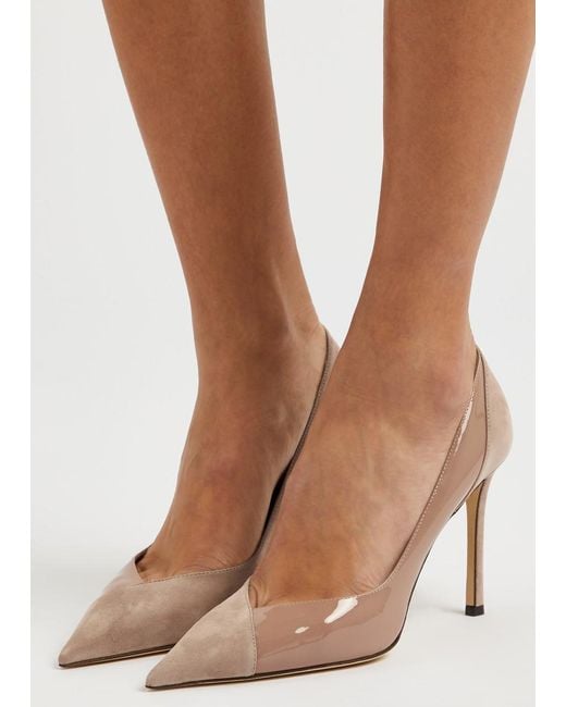 Jimmy Choo Brown Cass 95 Panelled Suede Pumps