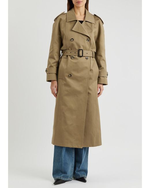 Saint Laurent Natural Double-breasted Cotton Trench Coat