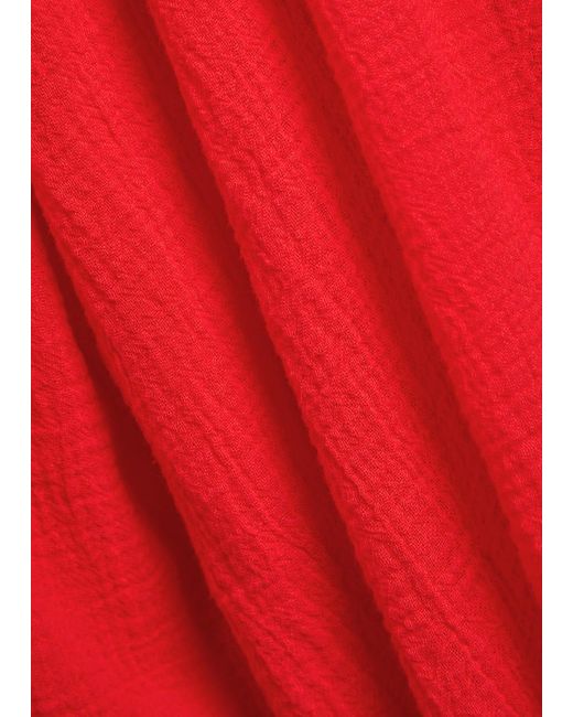 Les Vacances d'Irina Red Hazy Nipple Pleated Cotton Midi Dress