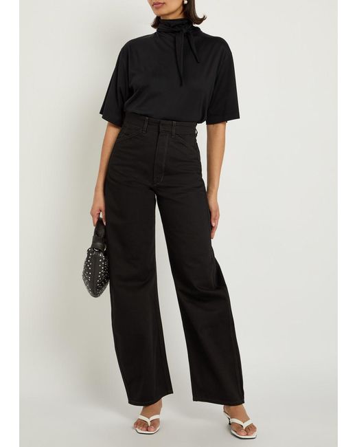 Lemaire Black Foulard-Neck Cotton T-Shirt