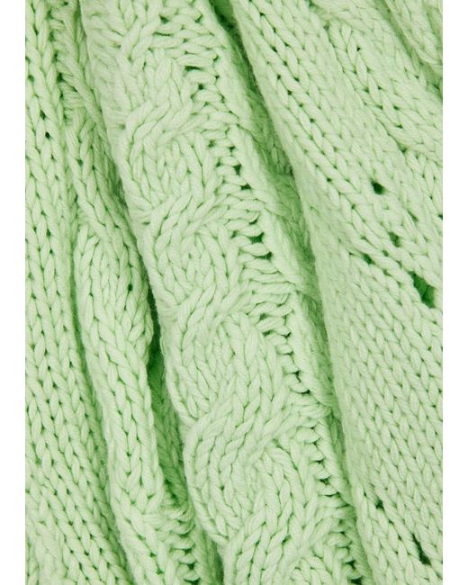 Free People Green Sandre Cable-knit Jumper