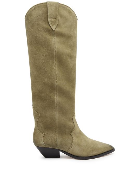 Isabel Marant Green Denvee 50 Suede Knee-high Boots