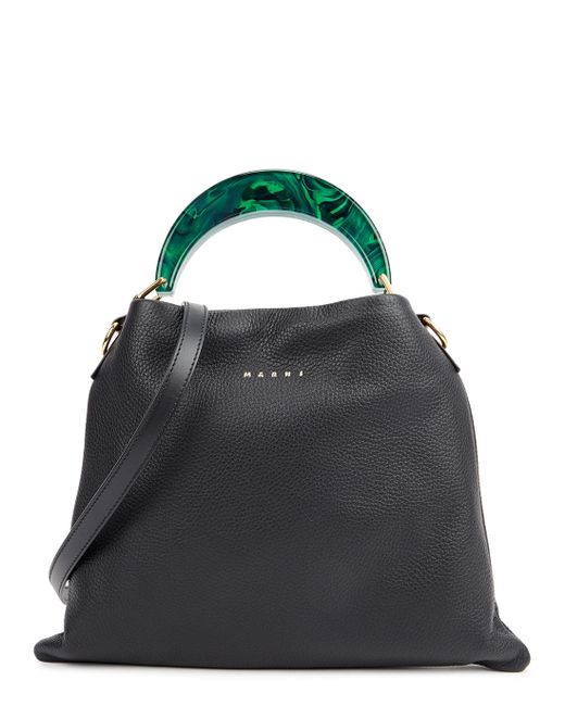 Marni Venice Small Black Leather Top Handle Bag | Lyst