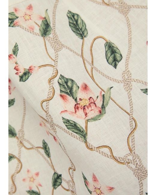 Agua Bendita Natural Luna Floral-Print Linen Mini Wrap Skirt