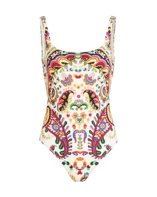 Etro White Printed Low-Back Swimsuit