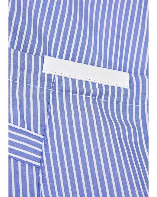 DARKPARK Blue Daisy Striped Wide-leg Cotton Trousers