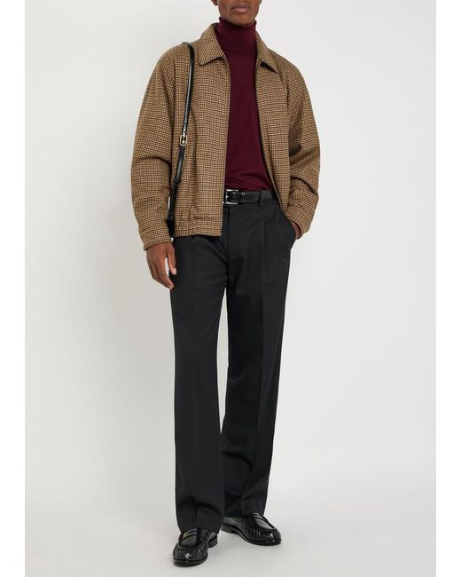 Saint Laurent Brown Houndstooth-Jacquard Woven Jacket