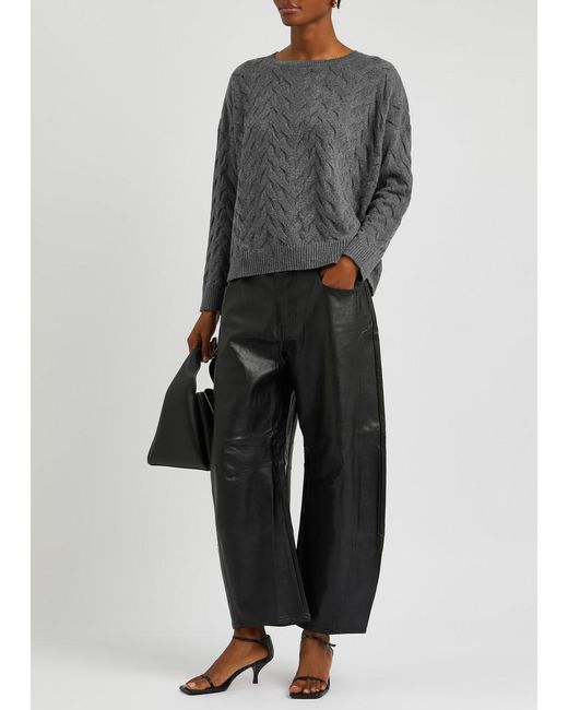 Eileen Fisher Gray Cable-knit Cotton-blend Jumper
