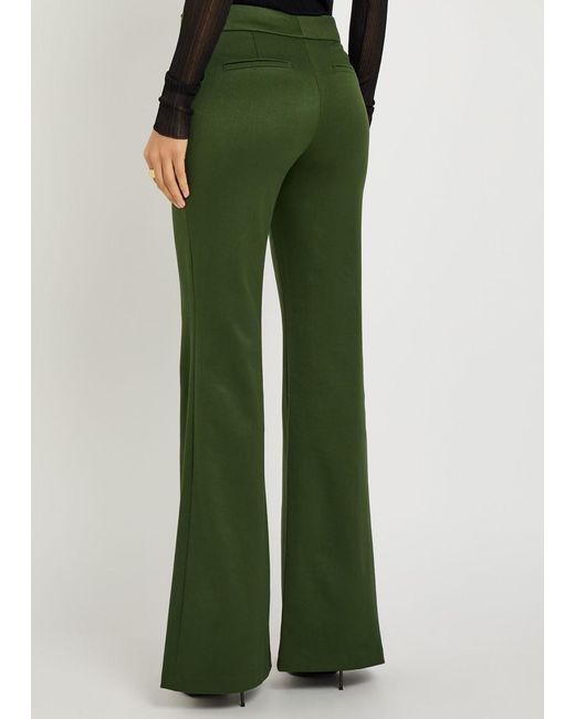 Alice + Olivia Green Andrew Flared-Leg Woven Trousers
