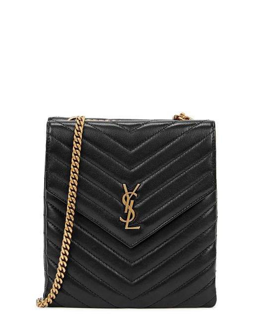 Saint Laurent Double Flap Black Quilted Leather Crossbody Bag Lyst