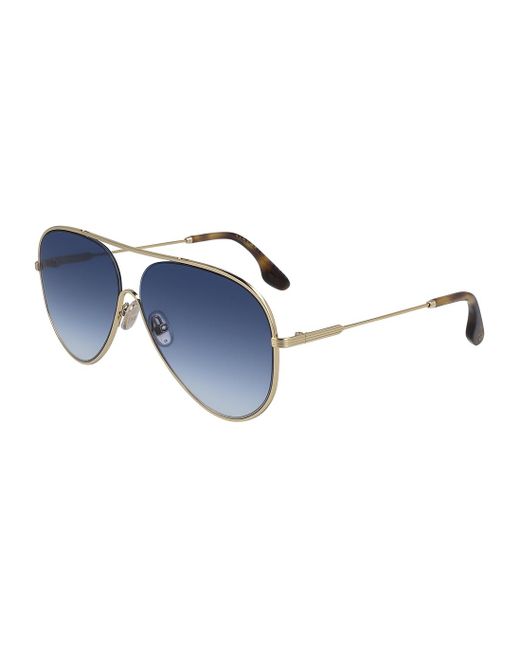 Victoria Beckham Blue Gold-tone Aviator-style Sunglasses, Sunglasses,